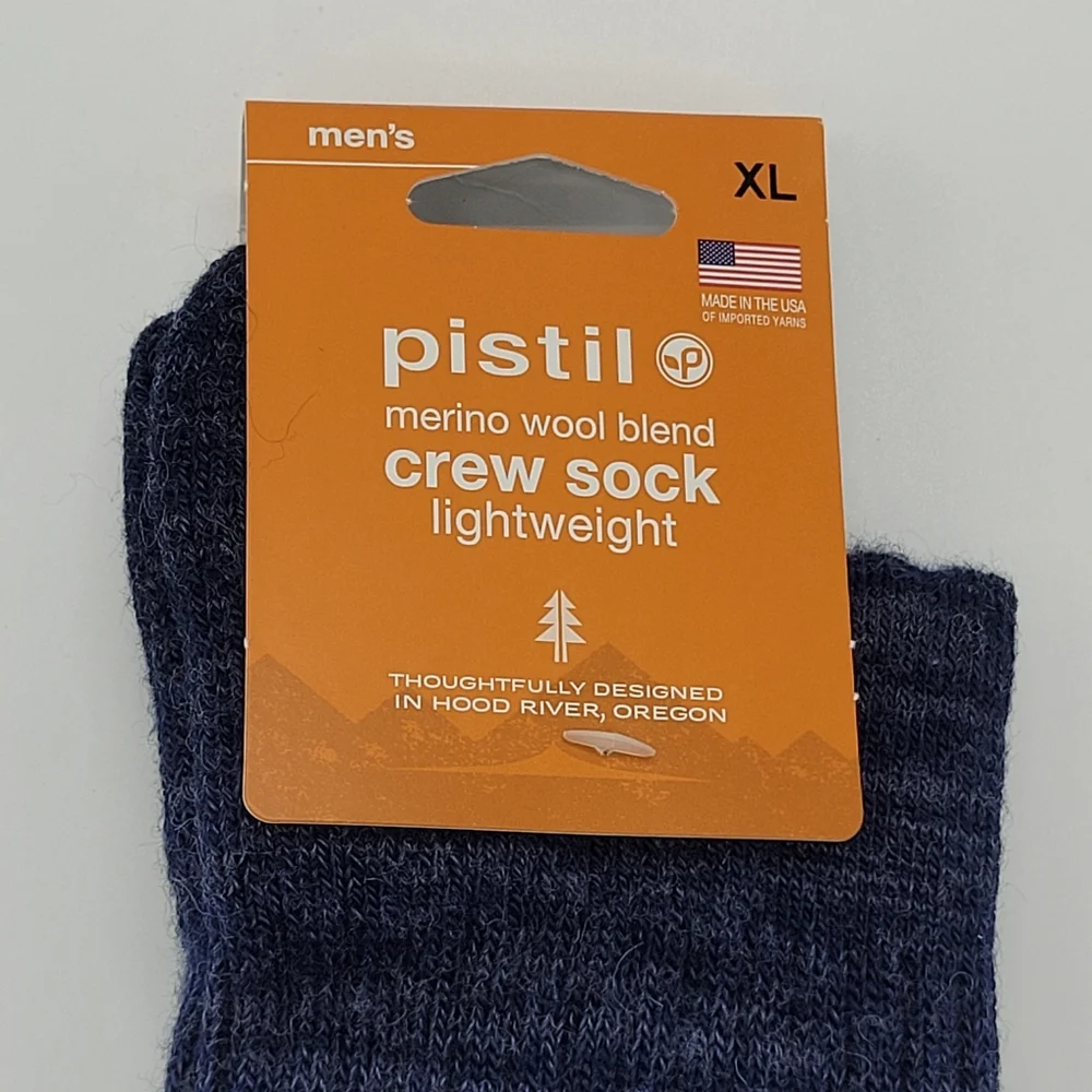 Pistil Socks Rocco Wool Blend Blue Hiking Outdoor Moisture Wicking Size XL NEW